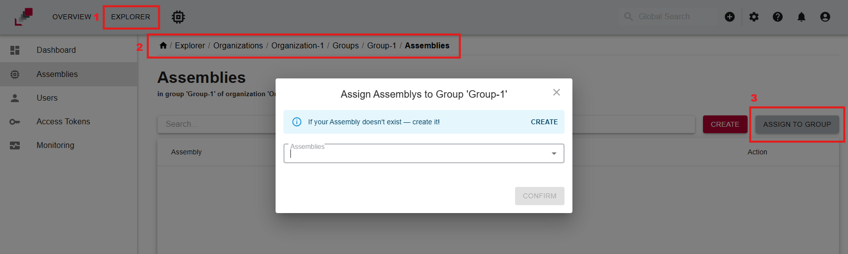 Add assembly to group