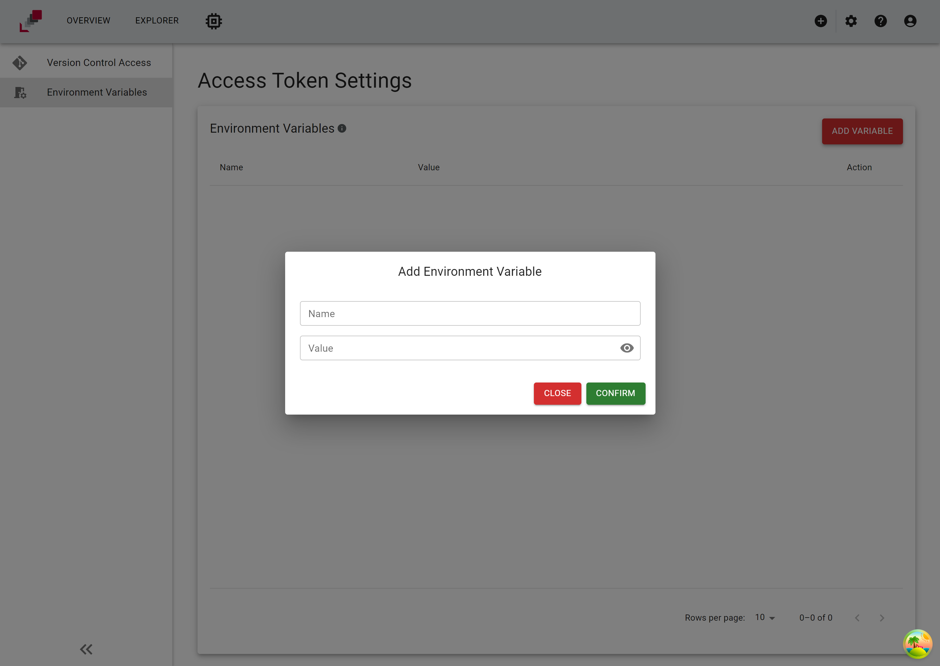 accessTokensEnvironmentVariables